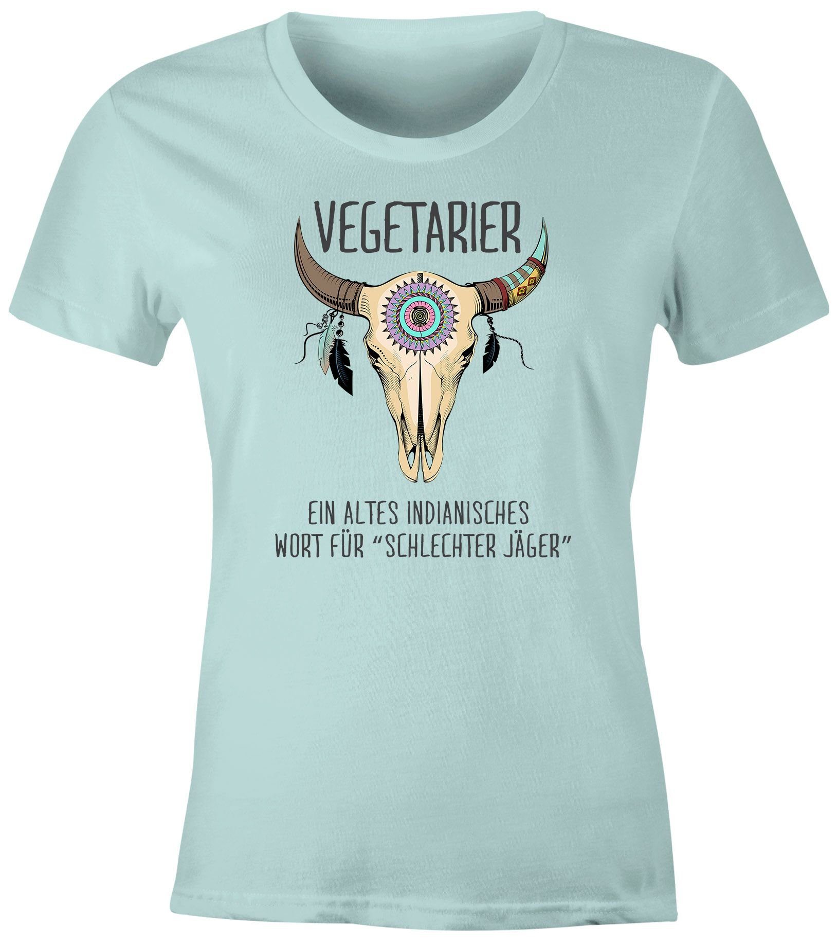 MoonWorks PrintShirt Damen TShirt Spruch lustig Vegetarier ein altes